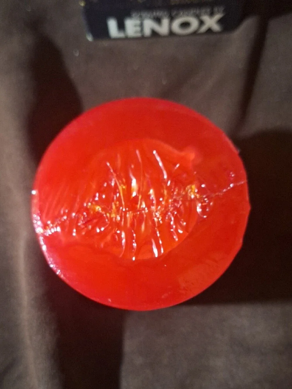 Vintage Lenox Red Votive Candle with Gold Label